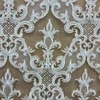 Beaded & Corded Bridal Lace Fabric Embroidered on 100% Polyester Net Mesh | Lace USA - GD-55924-3