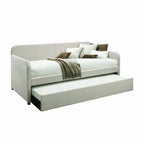 White and Light Gray Wood And Linen Twin Bed Frame-2