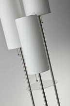 68" Silver Three Light Novelty Floor Lamp With White Linen Cylinder Shade-5