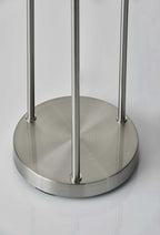 68" Silver Three Light Novelty Floor Lamp With White Linen Cylinder Shade-7