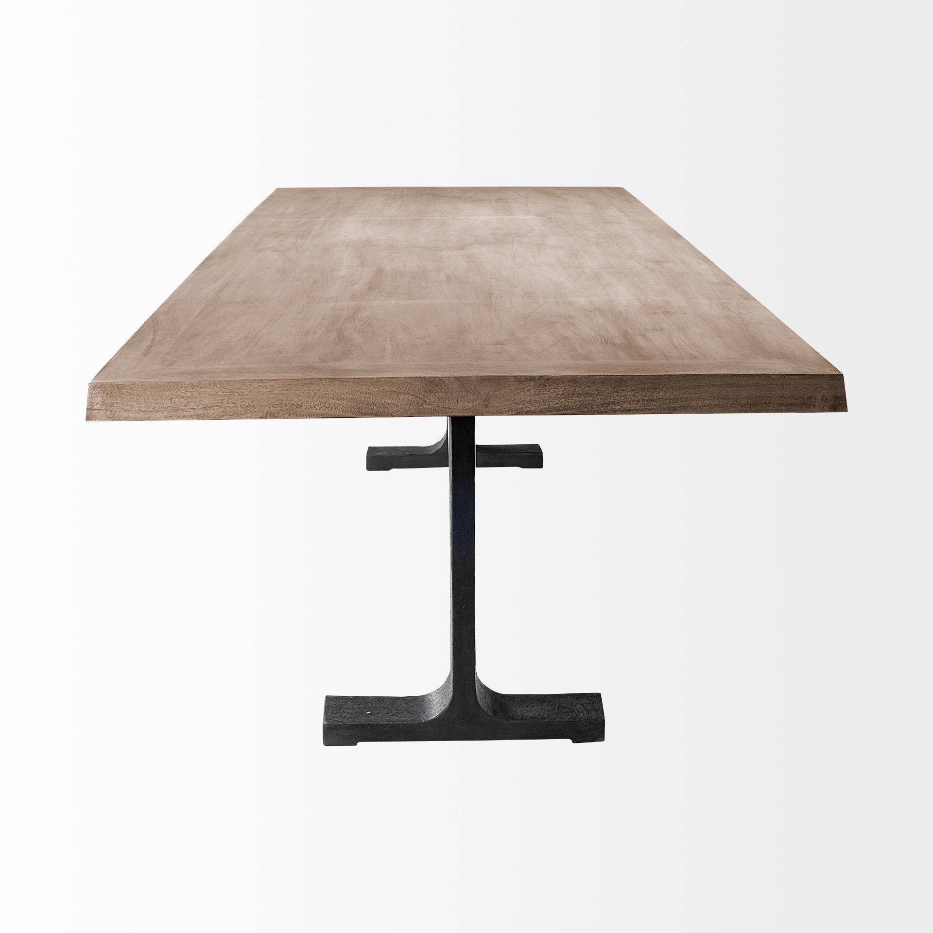 96" Natural And Black Solid Wood And Metal Trestle Base Dining Table-2