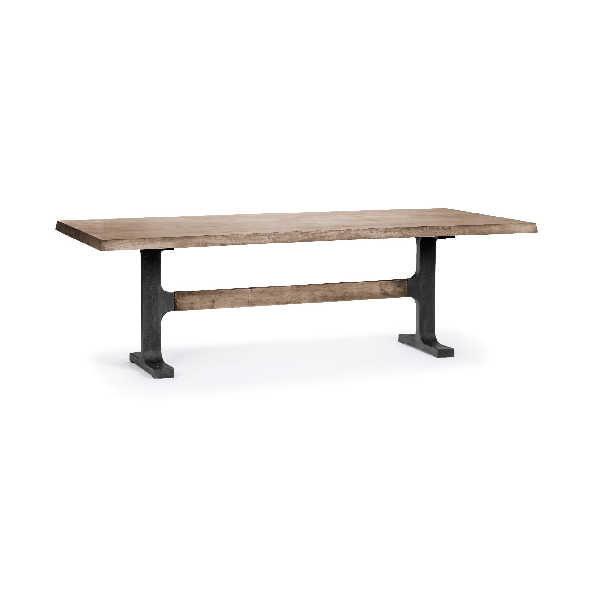96" Natural And Black Solid Wood And Metal Trestle Base Dining Table-3