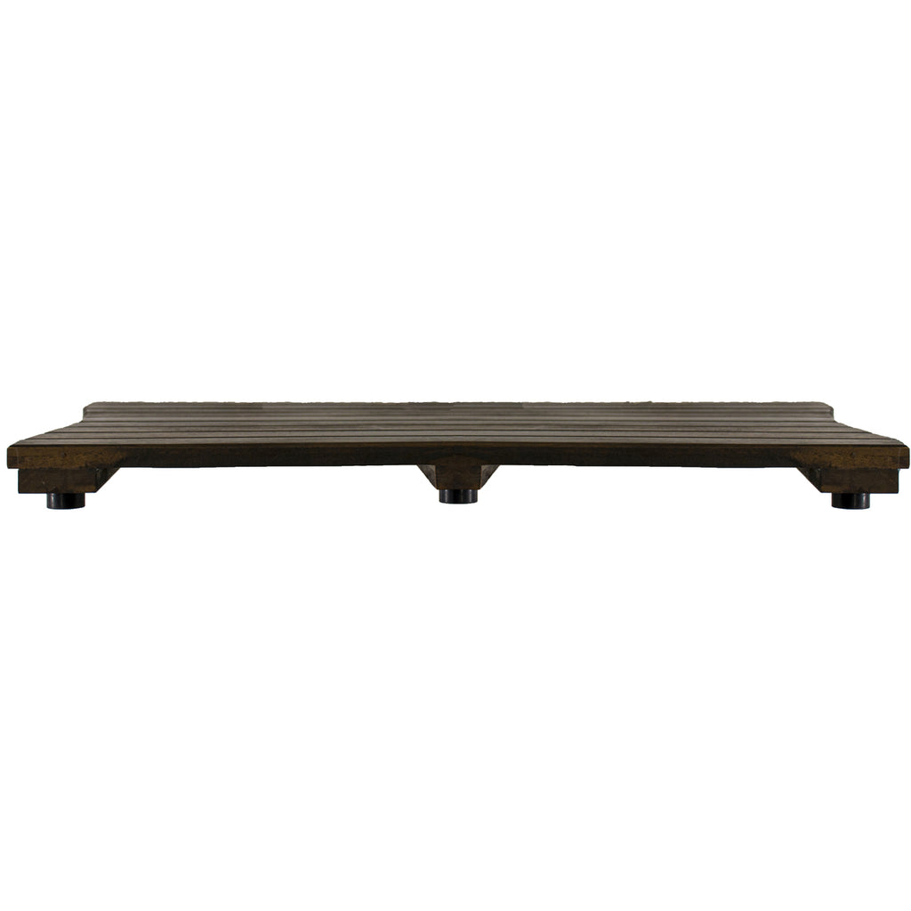 23" Dark Brown Teak Slat Non Slip Bath Mat-2