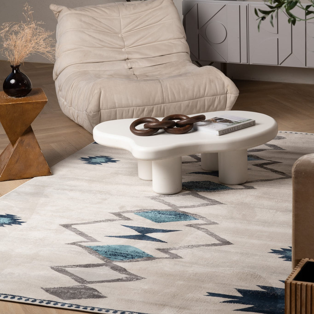8' X 10' Blue and Ivory Southwestern Area Rug-7