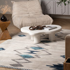 8' X 10' Blue and Ivory Southwestern Area Rug-7