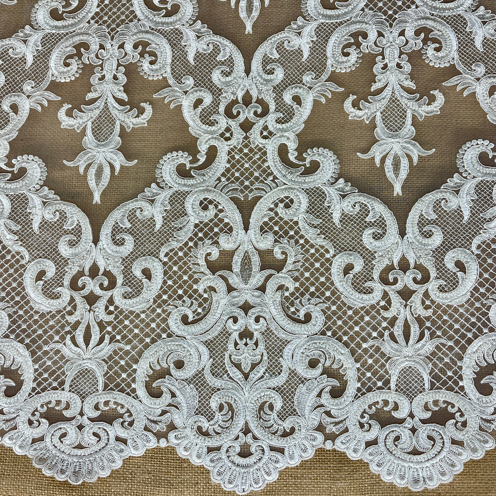 Beaded & Corded Bridal Lace Fabric Embroidered on 100% Polyester Net Mesh | Lace USA - GD-55924-2