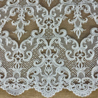 Beaded & Corded Bridal Lace Fabric Embroidered on 100% Polyester Net Mesh | Lace USA - GD-55924-2