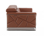 89" Camel Italian Leather Sofa With Silver Legs-4