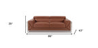 89" Camel Italian Leather Sofa With Silver Legs-7