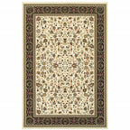 4' X 6' Ivory And Black Oriental Power Loom Stain Resistant Area Rug-1