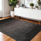 4' X 6' Gray And Black Shag Tufted Handmade Area Rug
