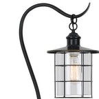 60" Antiqued Bronze Lantern Style Floor Lamp With Glass and Metal Shade-4