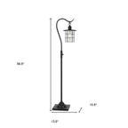 60" Antiqued Bronze Lantern Style Floor Lamp With Glass and Metal Shade-5