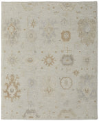 8' X 10' Tan and Gray Wool Floral Hand Knotted Area Rug