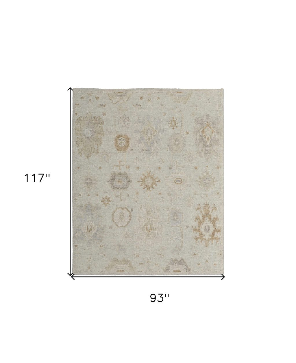 8' X 10' Tan and Gray Wool Floral Hand Knotted Area Rug