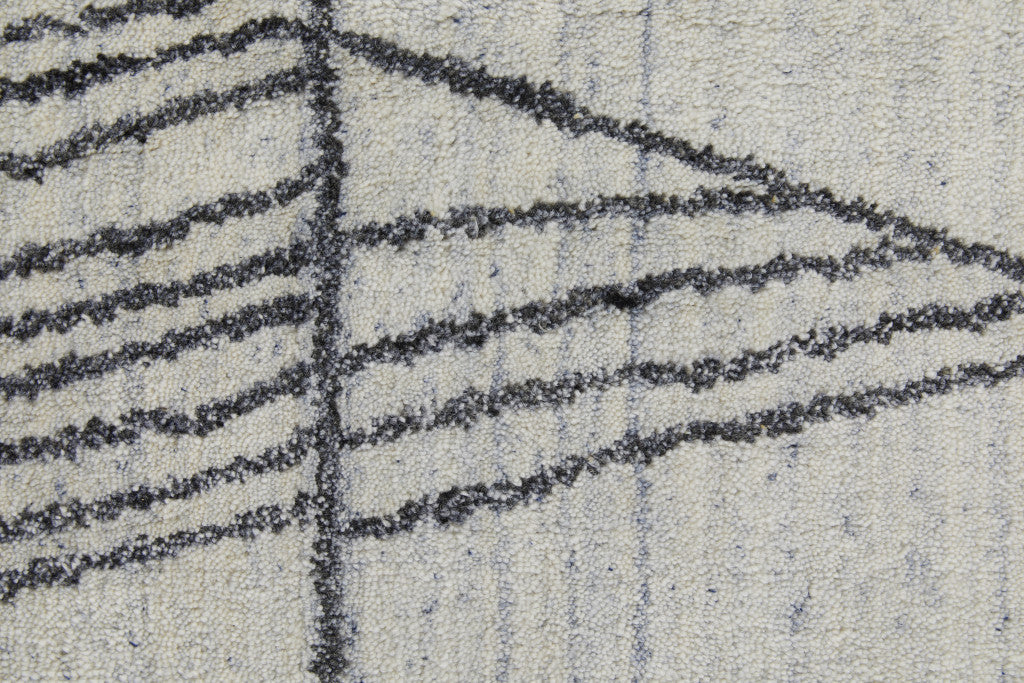 2' X 3' Black and Ivory Abstract Hand Woven Area Rug-8