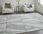 2' X 3' Black and Ivory Abstract Hand Woven Area Rug-7