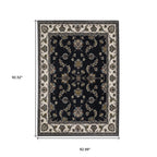 5' X 8' Ivory Oriental Area Rug With Fringe