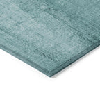 3' X 5' Teal Blue Aqua And Ivory Nautical Washable Indoor Outdoor Area Rug