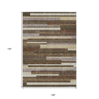 9' X 12' Brown Beige And Copper Striped Washable Indoor Outdoor Area Rug-2