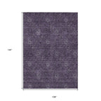 9' X 12' Eggplant And Purple Floral Washable Indoor Outdoor Area Rug