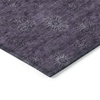 9' X 12' Eggplant And Purple Floral Washable Indoor Outdoor Area Rug