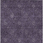 9' X 12' Eggplant And Purple Floral Washable Indoor Outdoor Area Rug