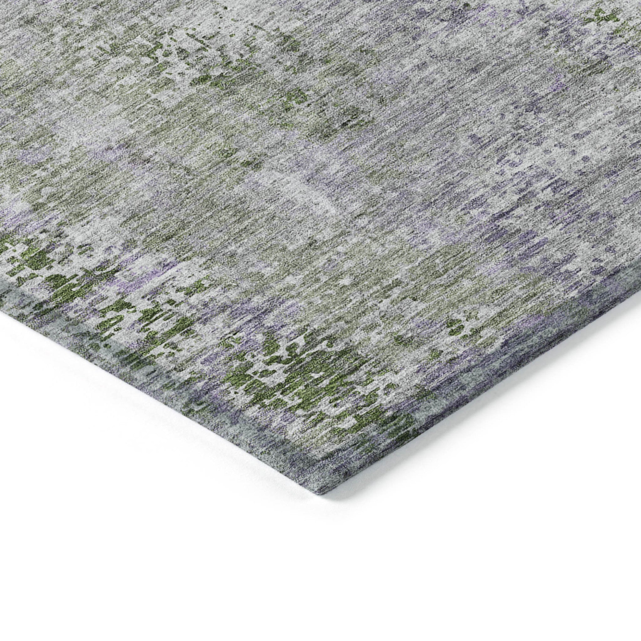 3' X 5' Olive Green And Gray Abstract Washable Indoor Outdoor Area Rug-4
