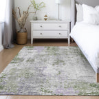 3' X 5' Olive Green And Gray Abstract Washable Indoor Outdoor Area Rug-8