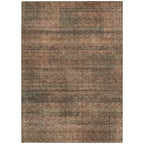 9' X 12' Orange Copper And Brown Striped Washable Indoor Outdoor Area Rug