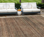 9' X 12' Orange Copper And Brown Striped Washable Indoor Outdoor Area Rug