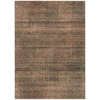9' X 12' Orange Copper And Brown Striped Washable Indoor Outdoor Area Rug