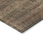 9' X 12' Orange Copper And Brown Striped Washable Indoor Outdoor Area Rug