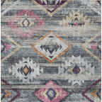 8' X 10' Gray Charcoal And Silver Southwestern Washable Indoor Outdoor Area Rug