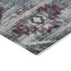 8' X 10' Gray Charcoal And Silver Southwestern Washable Indoor Outdoor Area Rug