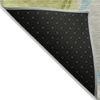 5' X 8' Denim Blue And Lime Green Geometric Washable Indoor Outdoor Area Rug-5