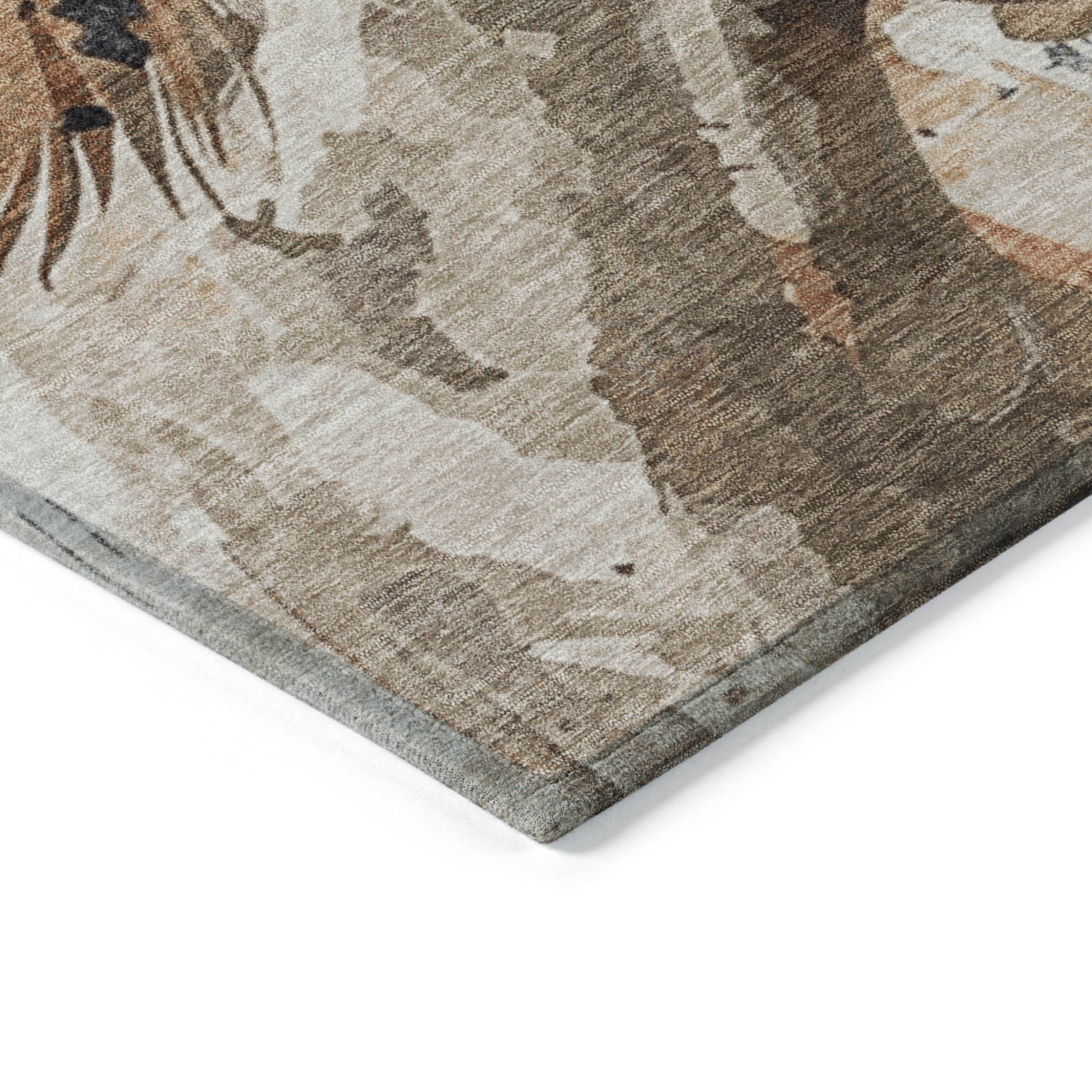 8' Beige Charcoal And Brown Round Horse Washable Indoor Outdoor Area Rug-2