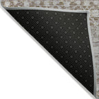 8' Taupe And Beige Round Striped Washable Indoor Outdoor Area Rug