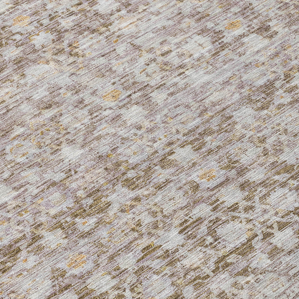 8' Taupe And Beige Round Striped Washable Indoor Outdoor Area Rug