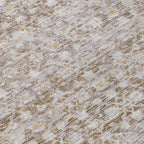 8' Taupe And Beige Round Striped Washable Indoor Outdoor Area Rug