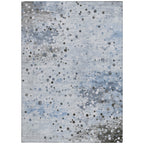8' X 10' Sky Blue And Gray Abstract Washable Indoor Outdoor Area Rug