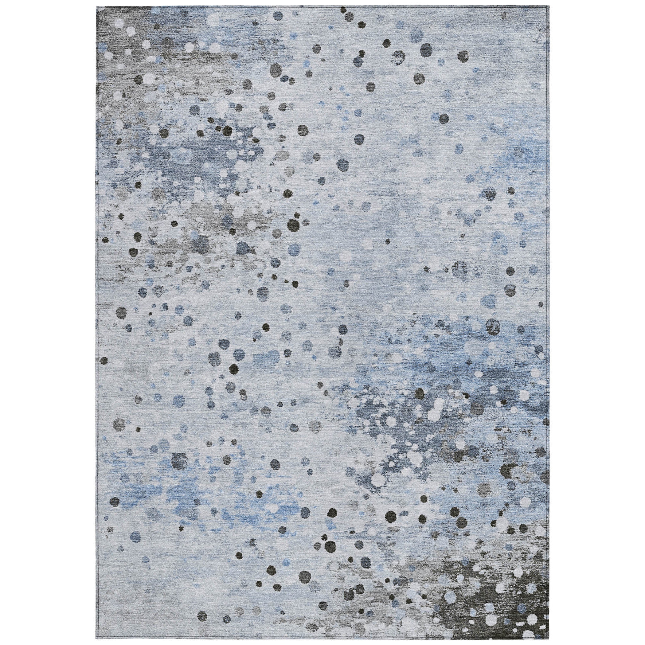 8' X 10' Sky Blue And Gray Abstract Washable Indoor Outdoor Area Rug