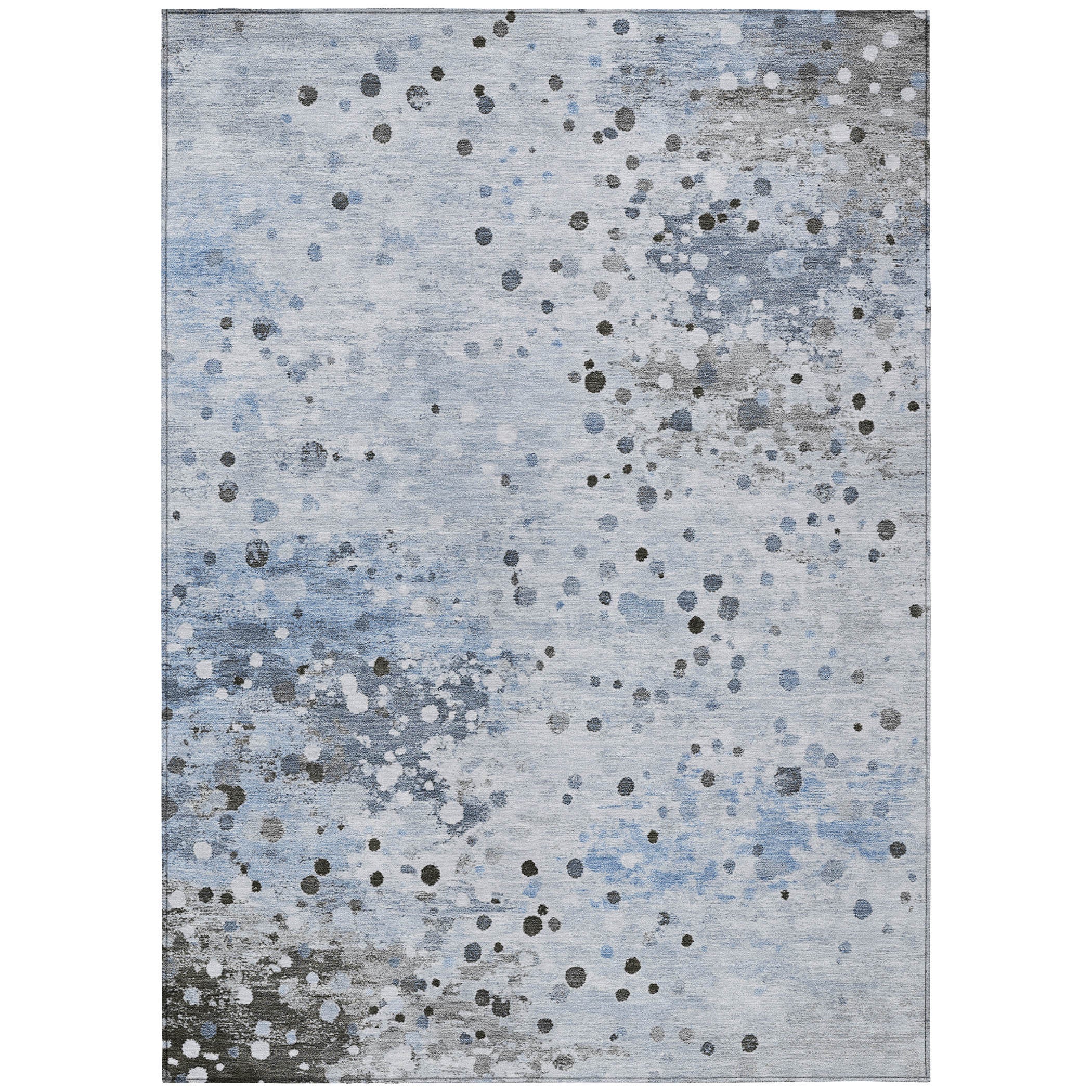 8' X 10' Sky Blue And Gray Abstract Washable Indoor Outdoor Area Rug