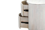 24" White Solid Wood Round Drum End Table With Two Drawers