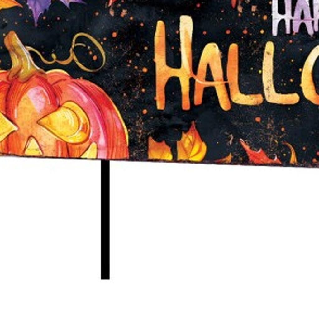 36" Black And Orange Happy Halloween Solid Wood Garden Stake