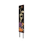 42" Black And White Solid Wood Halloween Skeleton Garden Stake