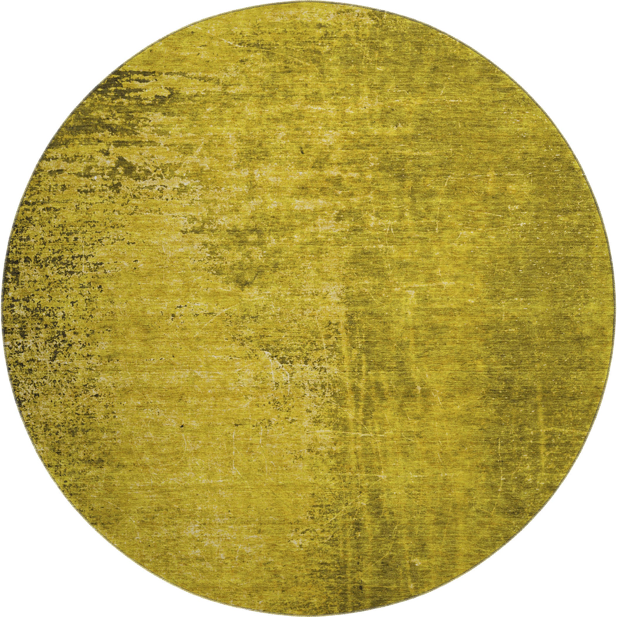 8' Gold And Gray Abstract Washable Round Rug With UV Protection-1