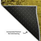 8' Gold And Gray Abstract Washable Round Rug With UV Protection-6