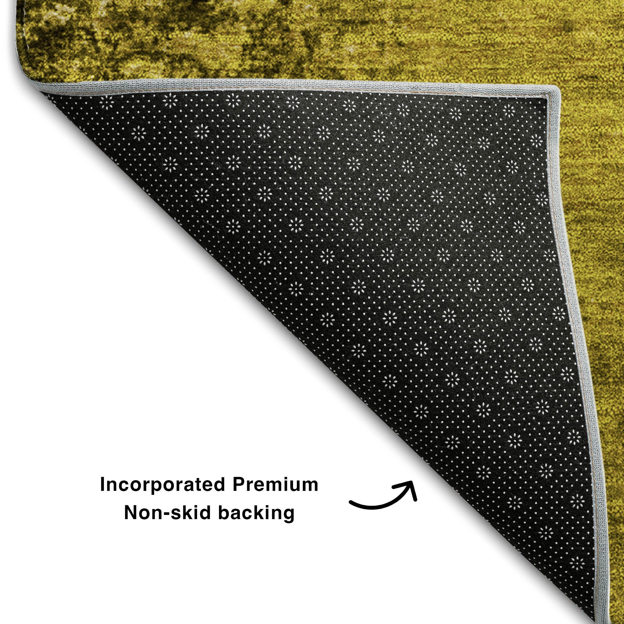 8' Gold And Gray Abstract Washable Round Rug With UV Protection-6