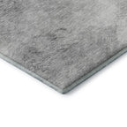 8' Silver And Gray Abstract Washable Round Rug With UV Protection